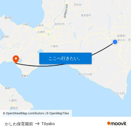 かしわ保育園前 to Tōyako map