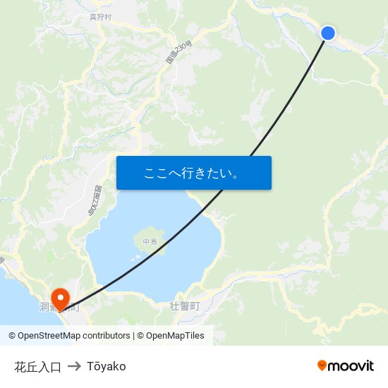 花丘入口 to Tōyako map
