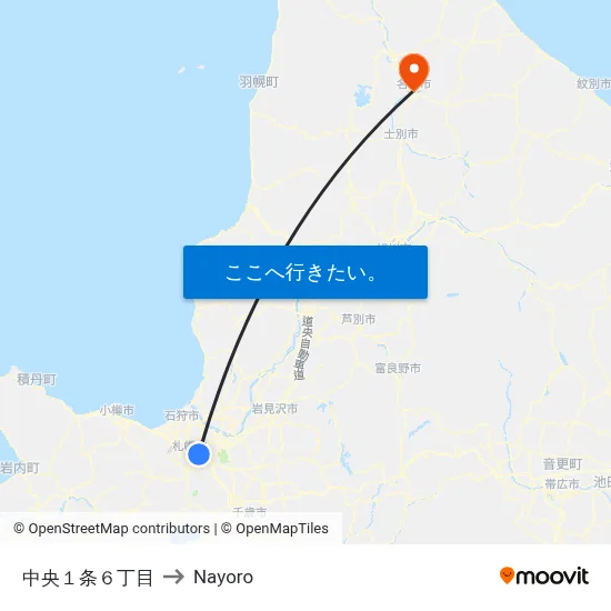 中央１条６丁目 to Nayoro map