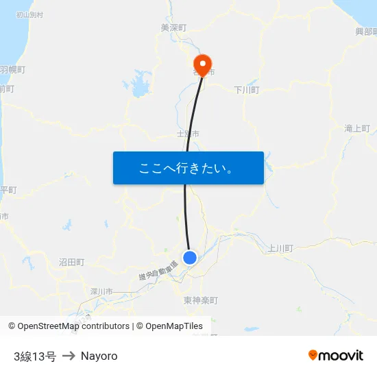 3線13号 to Nayoro map