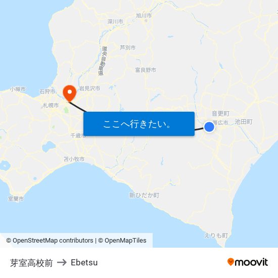 芽室高校前 to Ebetsu map