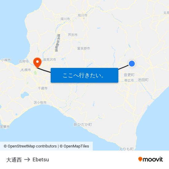 大通西 to Ebetsu map