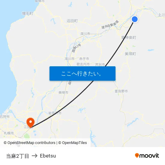 当麻2丁目 to Ebetsu map