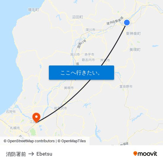 消防署前 to Ebetsu map