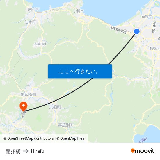 開拓橋 to Hirafu map