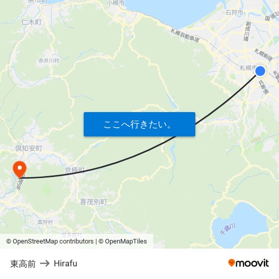 東高前 to Hirafu map