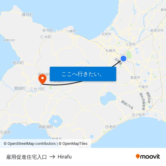 雇用促進住宅入口 to Hirafu map