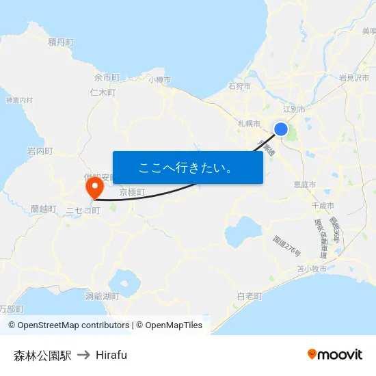 森林公園駅 to Hirafu map