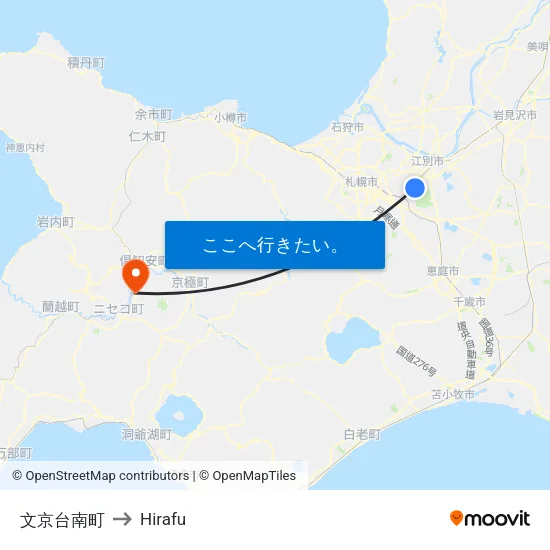 文京台南町 to Hirafu map
