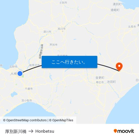 厚別新川橋 to Honbetsu map