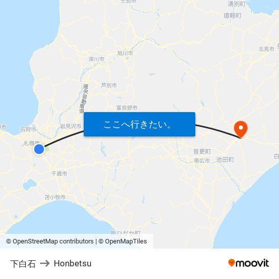 下白石 to Honbetsu map