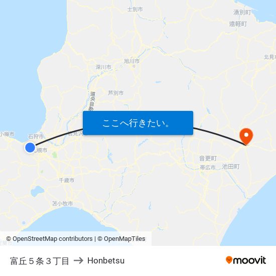 富丘５条３丁目 to Honbetsu map