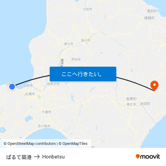 ぱるて築港 to Honbetsu map