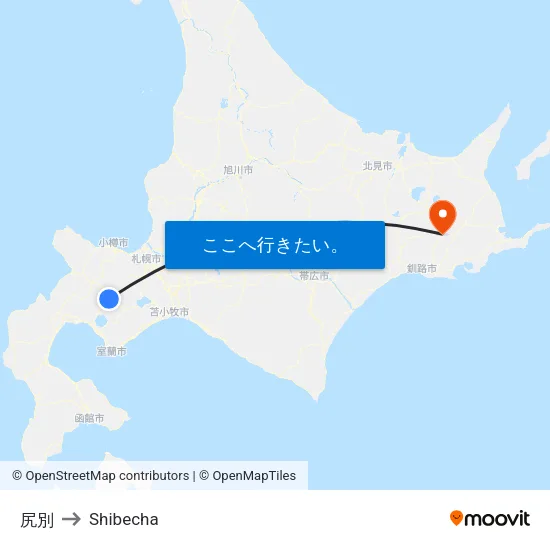 尻別 to Shibecha map