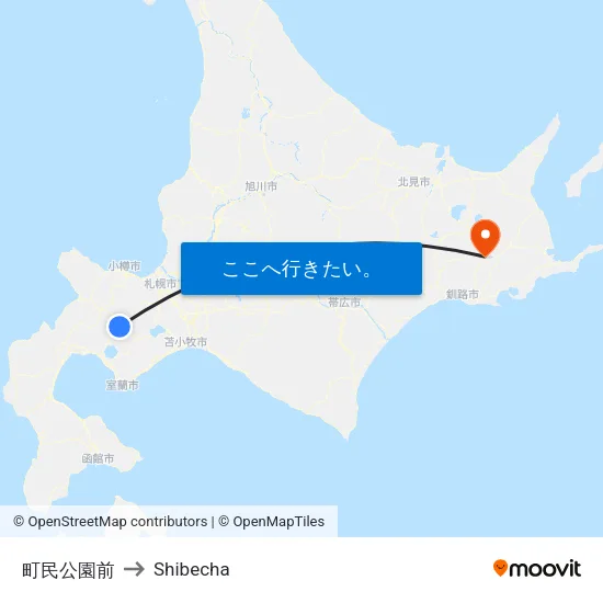 町民公園前 to Shibecha map