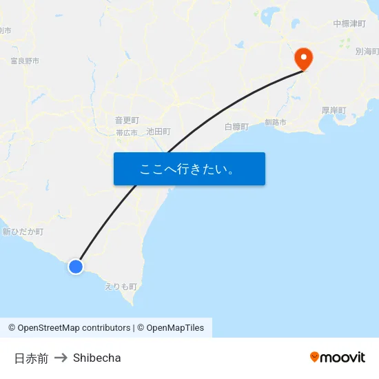 日赤前 to Shibecha map
