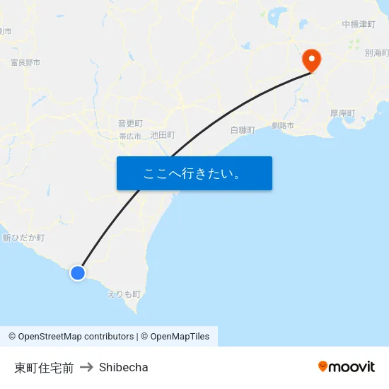 東町住宅前 to Shibecha map