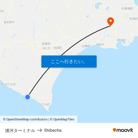 浦河ターミナル to Shibecha map