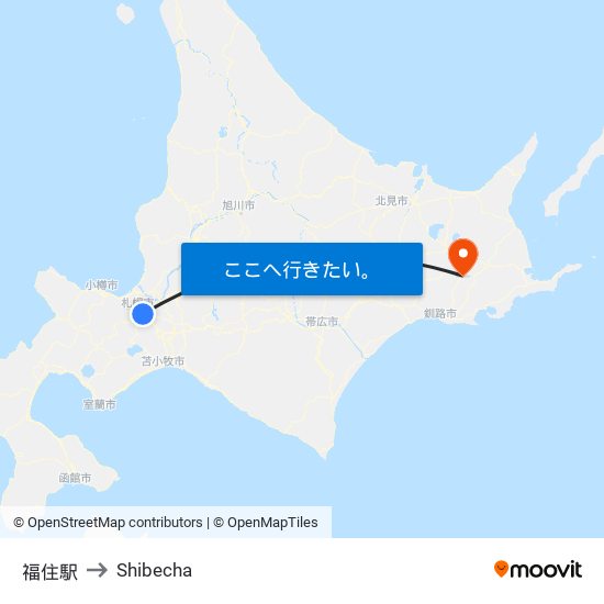 福住駅 to Shibecha map