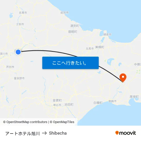 アートホテル旭川 to Shibecha map