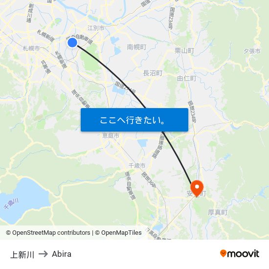 上新川 to Abira map