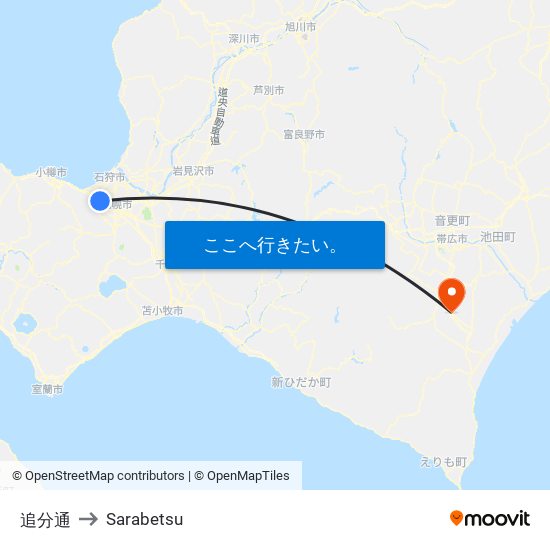 追分通 to Sarabetsu map