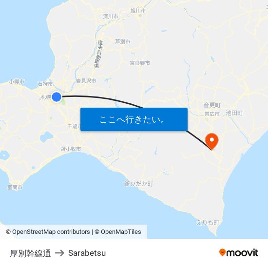 厚別幹線通 to Sarabetsu map