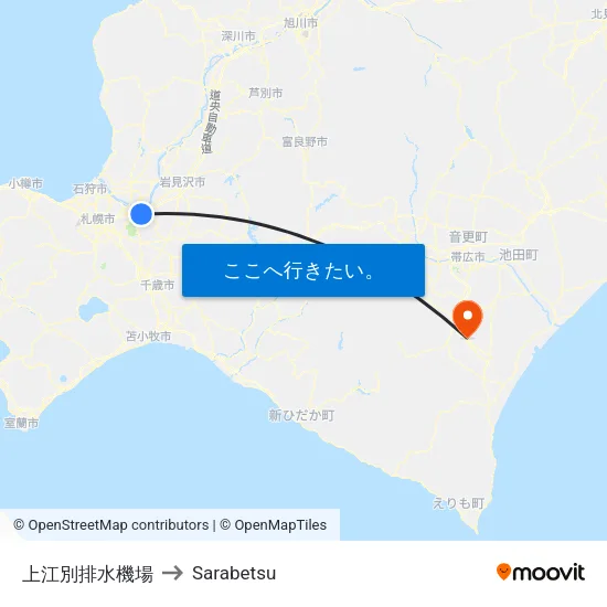 上江別排水機場 to Sarabetsu map