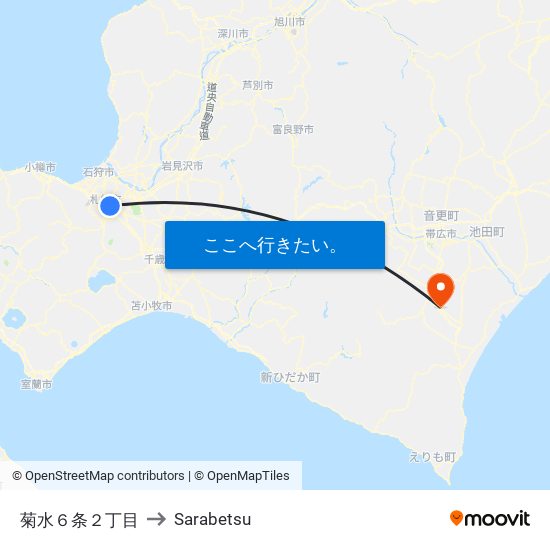 菊水６条２丁目 to Sarabetsu map