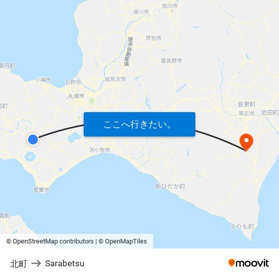 北町 to Sarabetsu map