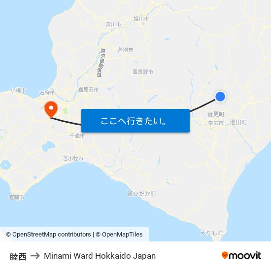 睦西 to Minami Ward Hokkaido Japan map