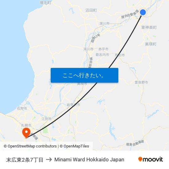 末広東2条7丁目 to Minami Ward Hokkaido Japan map