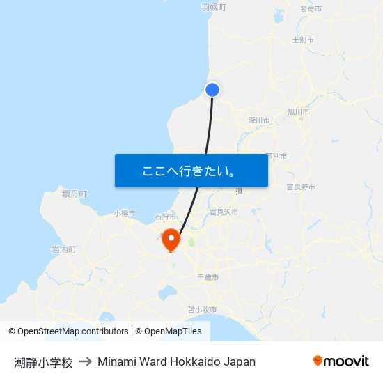 潮静小学校 to Minami Ward Hokkaido Japan map