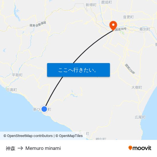 神森 to Memuro minami map