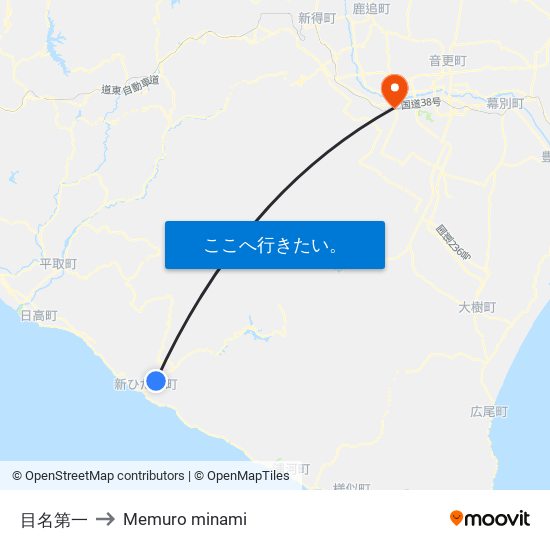 目名第一 to Memuro minami map