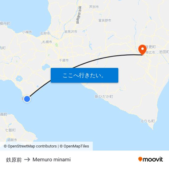 鉄原前 to Memuro minami map