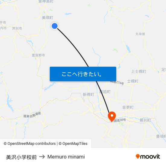 美沢小学校前 to Memuro minami map