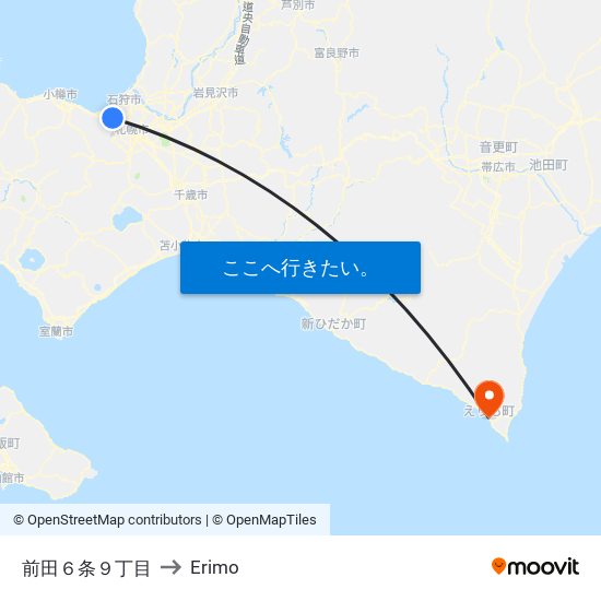 前田６条９丁目 to Erimo map