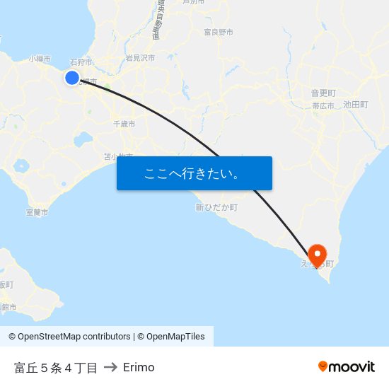 富丘５条４丁目 to Erimo map