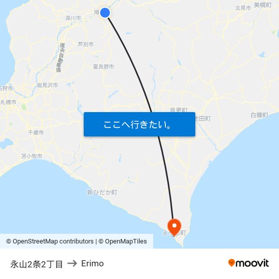 永山2条2丁目 to Erimo map