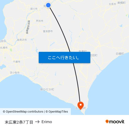 末広東2条7丁目 to Erimo map