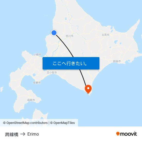 跨線橋 to Erimo map