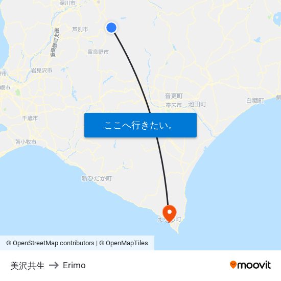 美沢共生 to Erimo map