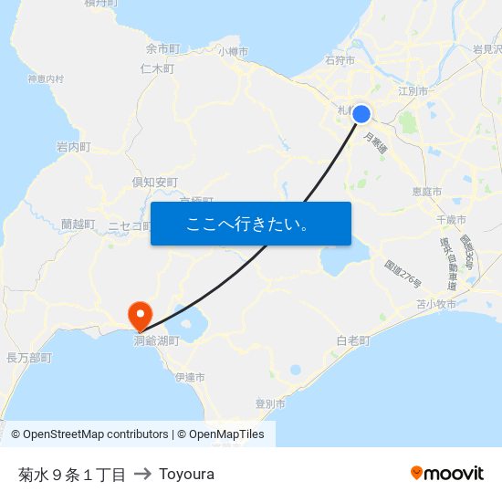 菊水９条１丁目 to Toyoura map