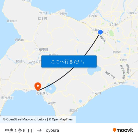 中央１条６丁目 to Toyoura map