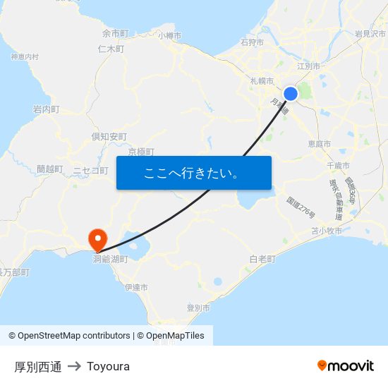 厚別西通 to Toyoura map