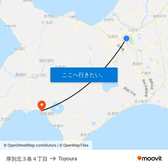 厚別北３条４丁目 to Toyoura map