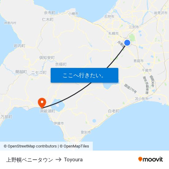 上野幌ベニータウン to Toyoura map