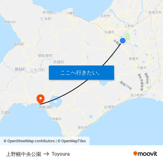 上野幌中央公園 to Toyoura map