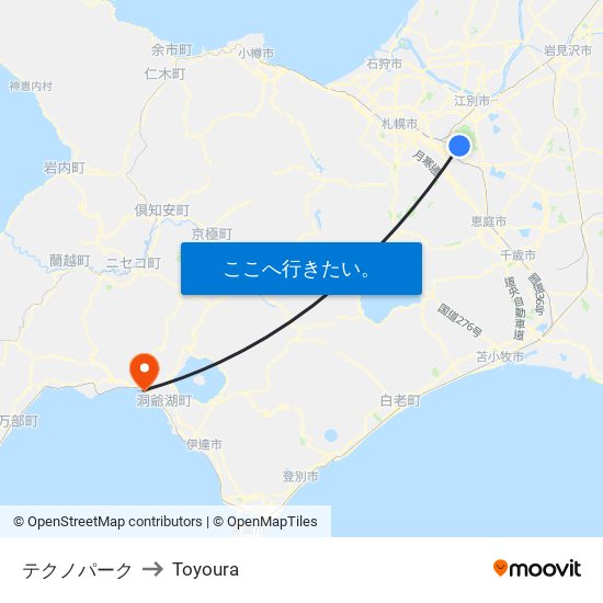 テクノパーク to Toyoura map